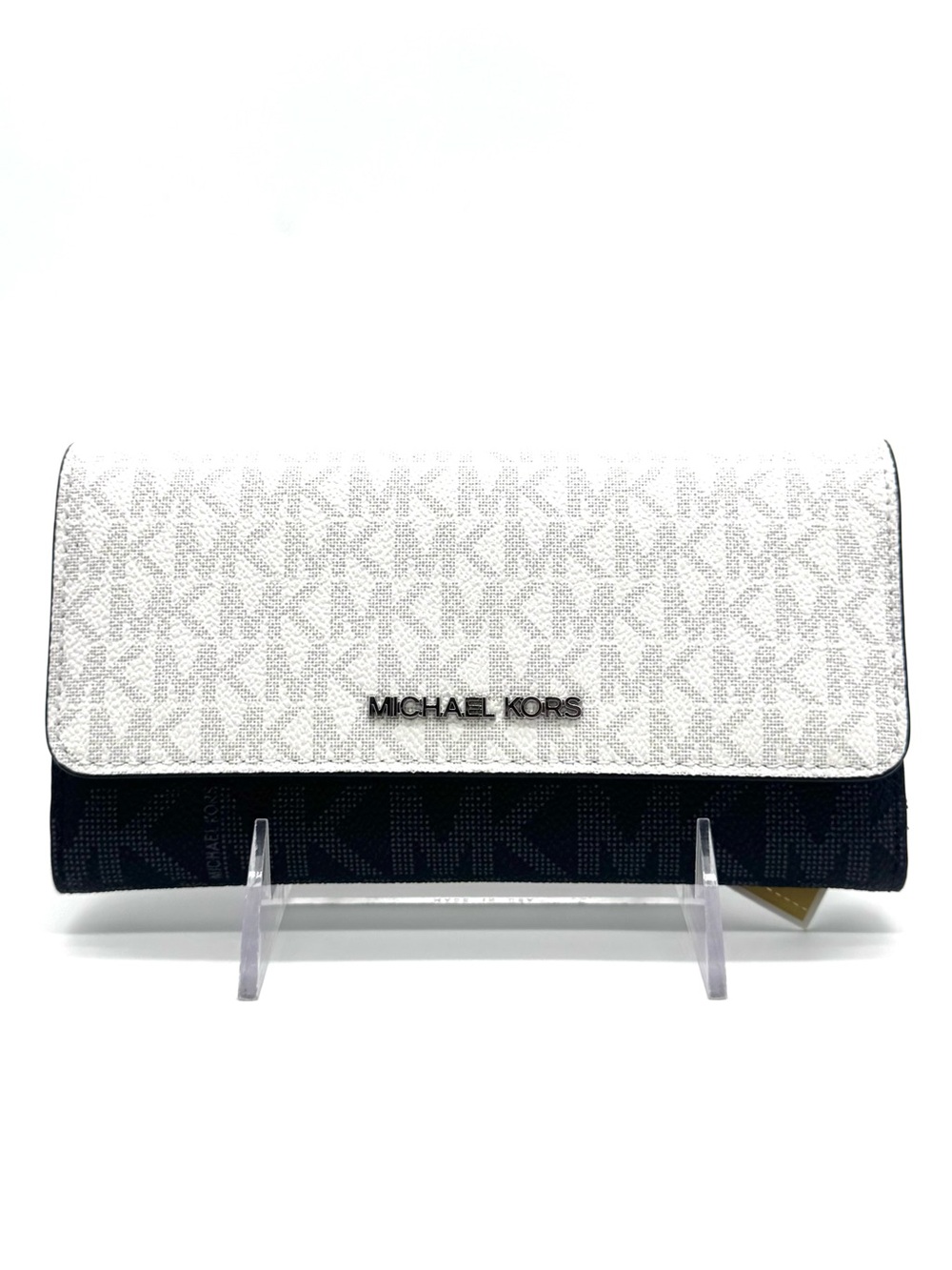 Michael Kors Large Jet Set Travel Trifold Wallet - Optic White Multi